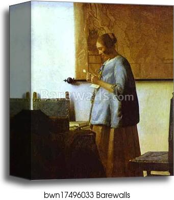 Woman in Blue Reading a Letter by Jan Vermeer, Canvas Print