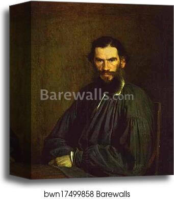 Portrait of Leo Tolstoy by Ivan Kramskoy, Canvas Print
