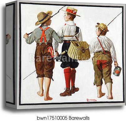 Fishing Trip, They'll Be Coming Back Next Week by Norman Rockwell, Canvas Print Fishing Trip, They'll Be Coming Back Next Week by Norman Rockwell, Canvas Print