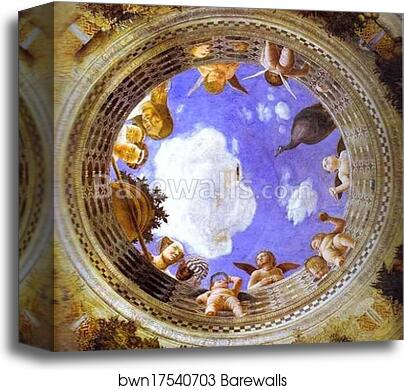 Roundel with Putti and Ladies Looking Down by Andrea Mantegna, Canvas Print