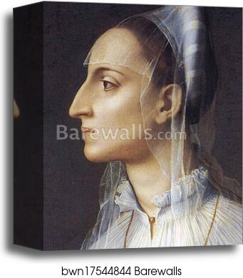 Portrait of Laura Battiferri. Detail by Agnolo Bronzino, Canvas Print