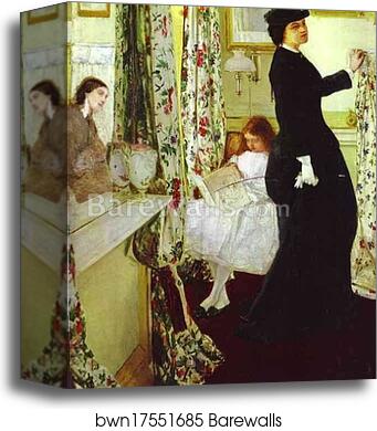 Harmony in Green and Rose: The Music Room by James Abbott Mcneill Whistler, Canvas Print