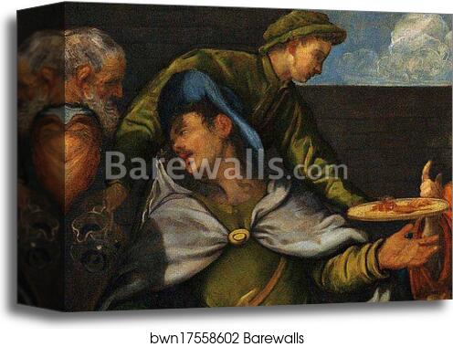 Supper at Emmaus. Detail by Jacopo Robusti, Called Tintoretto, Canvas Print