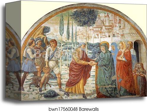 Tabernacle of the Visitation: Meeting at the Golden Gate by Benozzo Gozzoli, Canvas Print