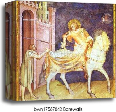 St. Martin and the Beggar by Simone Martini, Canvas Print
