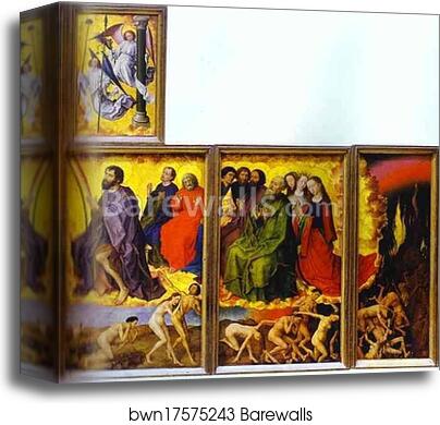 Beaune Altarpiece, interior showing the Last Judgment by Rogier Van Der Weyden, Canvas Print Beaune Altarpiece, interior showing the Last Judgment by Rogier Van Der Weyden, Canvas Print