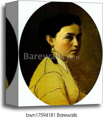Portrait of Yelena Perova, née Scheins, The Artist's First Wife by Vasily Perov, Canvas Print