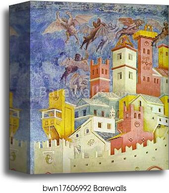 The Expulsion of the Demons from Arezzo. Detail by Giotto, Canvas Print