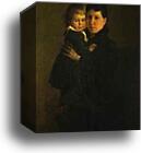 Portrait of Sophia Tolstaya, Leo Tolstoy's Wife, with Their Daughter Alexandra Tolstaya by Nikolay Gay, Canvas Print