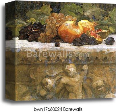 Still-Life Study of Fruit on a Marble Sarcophagus by Frederick Leighton, Canvas Print
