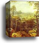 The Magpie on the Gallows. Detail by Pieter Bruegel The Elder, Canvas Print