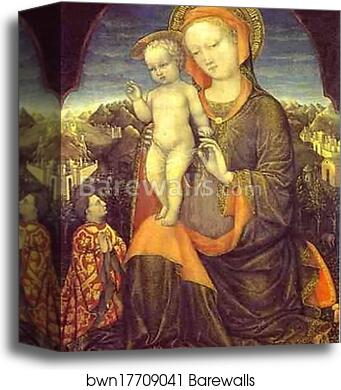 The Virgin and Child Adored by Lionello d'Este by Jacopo Bellini, Canvas Print