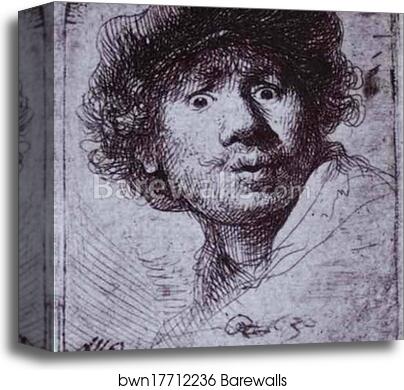 Self-Portrait with Wide-Open Eyes by Rembrandt Harmenszoon Van Rijn, Canvas Print Self-Portrait with Wide-Open Eyes by Rembrandt Harmenszoon Van Rijn, Canvas Print