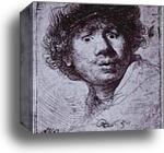 Self-Portrait with Wide-Open Eyes by Rembrandt Harmenszoon Van Rijn, Canvas Print