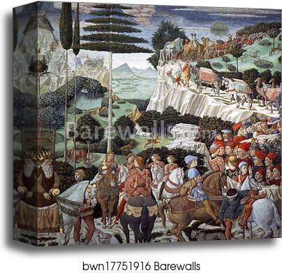 Procession of the Magus Caspar. Detail by Benozzo Gozzoli, Canvas Print