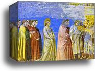 The Marriage Procession of the Virgin. Detail by Giotto, Canvas Print