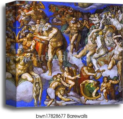 The Last Judgment. Detail by Michelangelo, Canvas Print