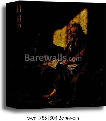 St. Paul in Prison by Rembrandt Harmenszoon Van Rijn, Canvas Print