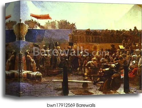 Mocking Christ. "Hail, King of the Jews!" by Ivan Kramskoy, Canvas Print