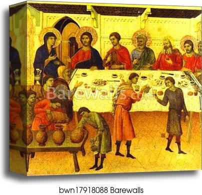 Maestà (back, predella)The Wedding at Cana by Duccio Di Buoninsegna, Canvas Print