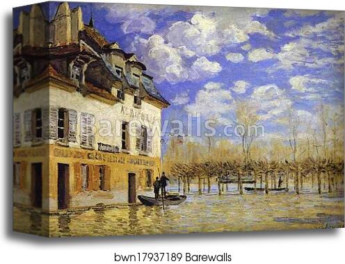Boat in the Flood at Port-Marly by Alfred Sisley, Canvas Print