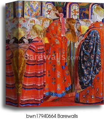 Russian Women of the XVII century in a Church. Detail by Andrey Ryabushkin, Canvas Print Russian Women of the XVII century in a Church. Detail by Andrey Ryabushkin, Canvas Print