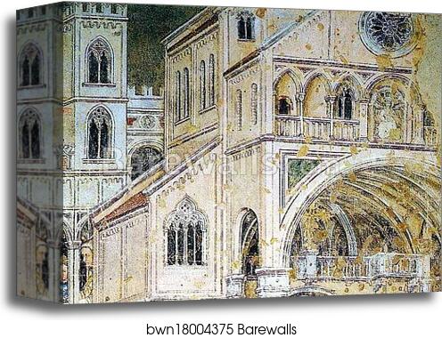 The Burial of St Lucy. Detail by Altichiero Da Zevio, Canvas Print