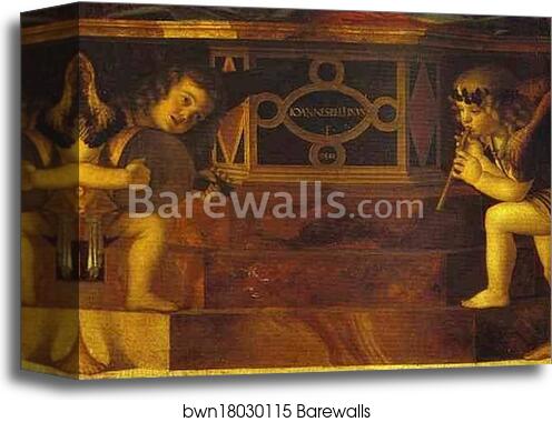 Frari Triptych. Musical Angels. Detail by Giovanni Bellini, Canvas Print