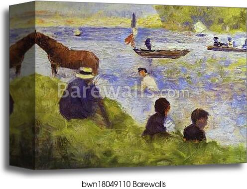 Horse and Boat (study for Bathers at Asnières) by Georges Seurat, Canvas Print