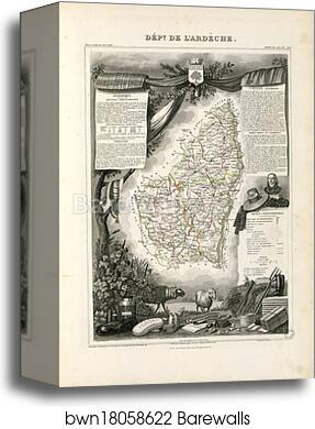 Dépt. de l'Ardèche (région du sud-est) by Victor Jules Levasseur, Canvas Print Dépt. de l'Ardèche (région du sud-est) by Victor Jules Levasseur, Canvas Print
