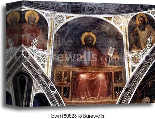 St Luke. Corner fresco by Giusto De’ Menabuoi, Canvas Print St Luke. Corner fresco by Giusto De’ Menabuoi, Canvas Print
