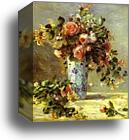 Roses and Jasmin in a Delft Vase. (Les roses et jasmin dans le vase de Delft) by Pierre-Auguste Renoir, Canvas Print