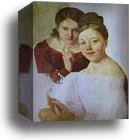 Portrait of Artist's Daughters Alexandra and Felisata by Alexey Venetsianov, Canvas Print