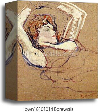 Woman Lying on Her Back, Both Arms Raised by Henri De Toulouse-Lautrec, Canvas Print Woman Lying on Her Back, Both Arms Raised by Henri De Toulouse-Lautrec, Canvas Print
