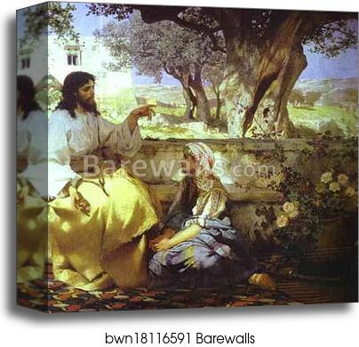 Christ in the House of Martha and Mary. Detail by Henryk Hector Siemiradzki, Canvas Print