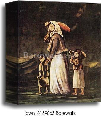 Peasant Woman with Children Goes for Water by Niko Pirosmani, Canvas Print