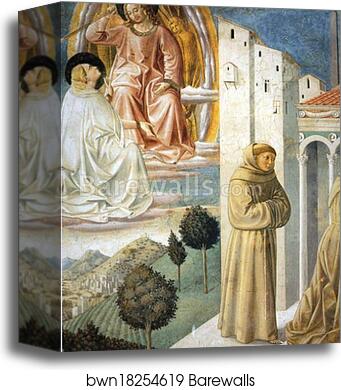 Vision of St. Dominic and Meeting of St. Francis and St. Dominic. Detail by Benozzo Gozzoli, Canvas Print
