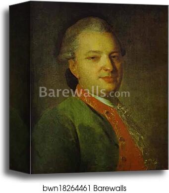 Portrait of the Poet V. I. Maykov by Fedor Rokotov, Canvas Print