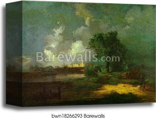 View of the Kremlin from the Krimsky Bridge in Inclement Weather by Alexey Savrasov, Canvas Print