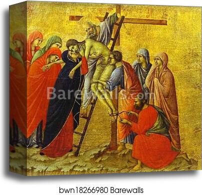 Maestà (back, central panel) The Deposition by Duccio Di Buoninsegna, Canvas Print