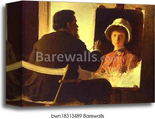 Ivan Kramskoy Working on Portrait of his Daughter by Ivan Kramskoy, Canvas Print Ivan Kramskoy Working on Portrait of his Daughter by Ivan Kramskoy, Canvas Print
