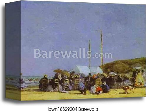 Beach Scene, Trouville by Eugène-Louis Boudin, Canvas Print Beach Scene, Trouville by Eugène-Louis Boudin, Canvas Print