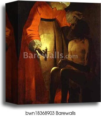 Job and his Wife by Georges De La Tour, Canvas Print