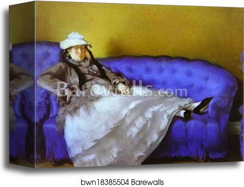Portrait of Mme. Manet on a Blue Sofa by Edouard Manet, Canvas Print Portrait of Mme. Manet on a Blue Sofa by Edouard Manet, Canvas Print