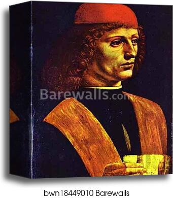 Portrait of a Young Man (Portrait of the Musician Franchino Guffurio?) by Leonardo Da Vinci, Canvas Print