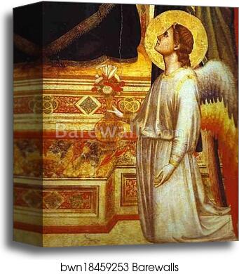 Madonna and Child Enthroned with Saints (Ognissanti Madonna). Detail by Giotto, Canvas Print