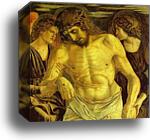 Dead Christ Between Two Angels (Panel of St. Vincent Ferrar Polyptych) by Giovanni Bellini, Canvas Print