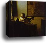 Woman Playing a Lute near a Window by Jan Vermeer, Canvas Print