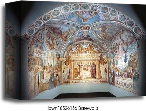 Overall view of the Tabernacle of the Madonna delle Tosse by Benozzo Gozzoli, Canvas Print