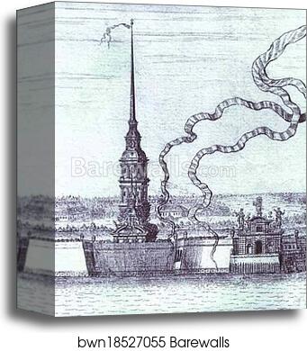 View of St. Petersburg. Detail: SS. Peter and Paul Fortress, Bell-Tower of SS. Peter and Paul Cathedral by Alexey Zubov, Canvas Print